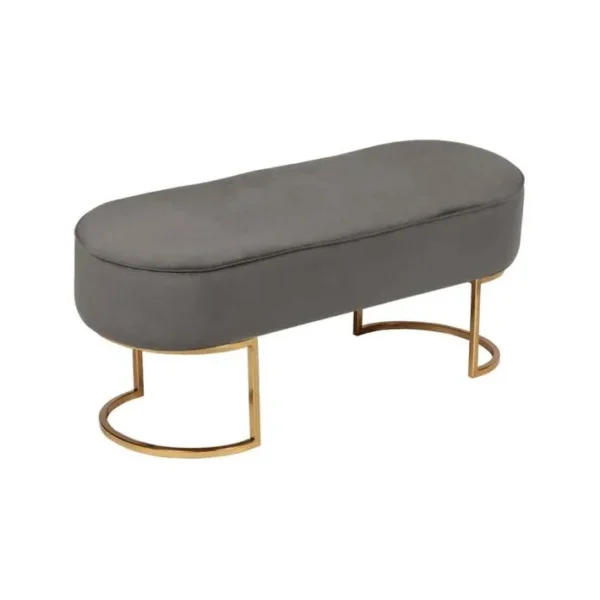 Banc Design En Velours pera 105cm Gris et Or