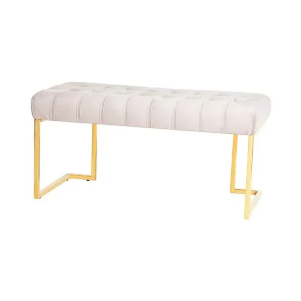 Banc Design En Velours rare 100cm Taupe et Or