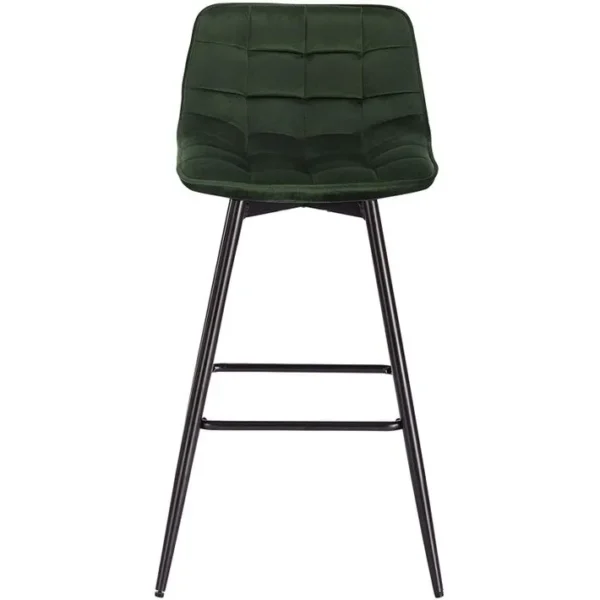 Lot De 2 Tabourets De Bar Avec Repose-pieds-tabourets Pour Bar-bistro-en Velours + Métal-vert Foncé