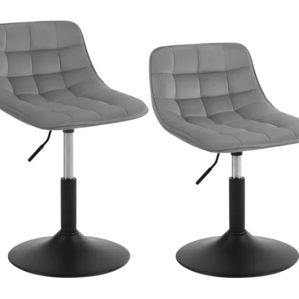 Lot De 2 Tabouret De Bar Siège En Velours Chaise De Bar Avec Dossier Tabouret Rotatif Gris Clair