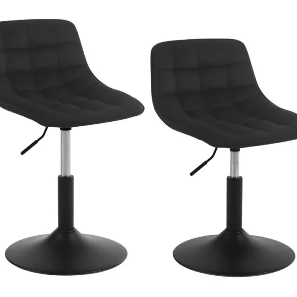 Lot De 2 Tabouret De Bar Siège En Velours Chaise De Bar Avec Dossier Tabouret Rotatif Moderne Noir