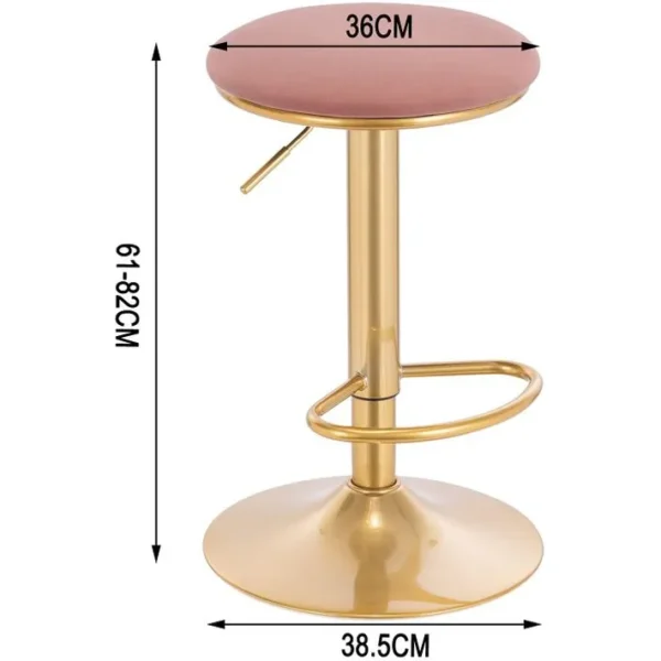 Lot De 2 Tabouret De Bar Avec Repose-pieds -tabouret Rond Haut Métallique Hauteur -rose + Or