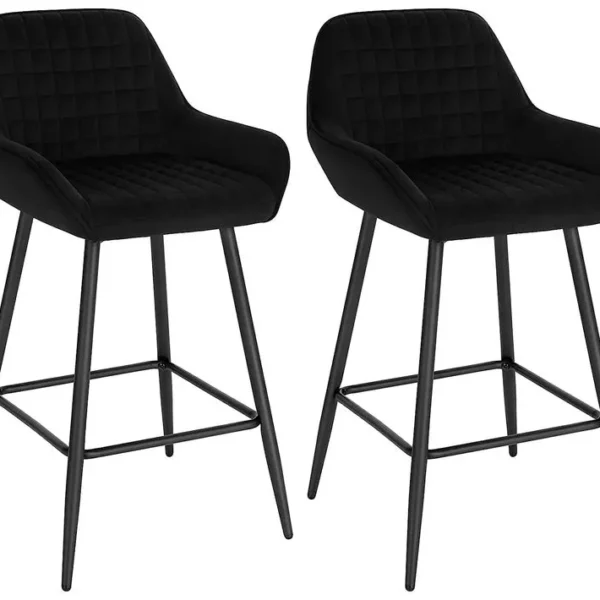 Design Chaise Haute Pour Bar. Tabourets De Bar En Velours Lot De 2. Cadre En Métal. Noir