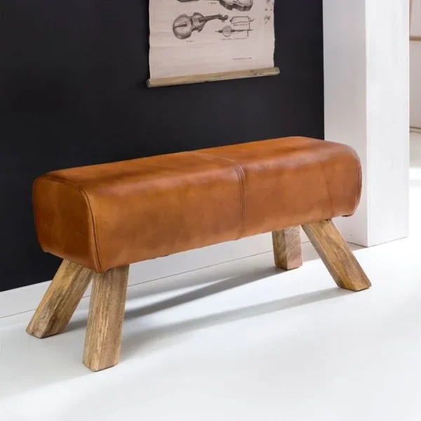 Banc En Cuir 90 Cm Bois Massif Rembourré Banc Banquette Petit Colour