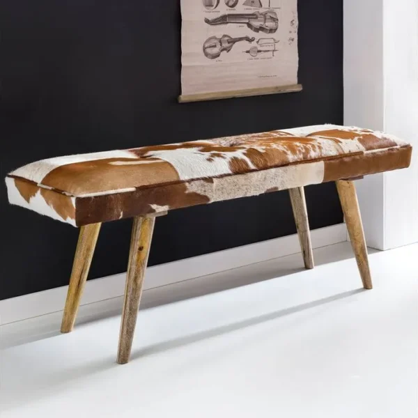 Banc En Fourrure 120 cm Bois Massif Rembourré Banc Banquette Salle Manger