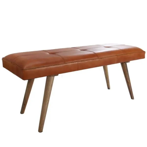 Banc En Cuir 117 Cm Bois Massif Rembourré Banc Banquette Salle Manger