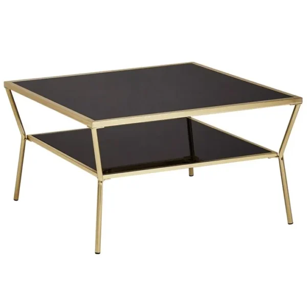 Design Table Basse En Verre Table De Salon Noire Table Dappoint Dorée 70x70