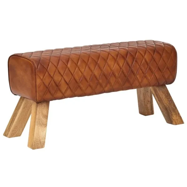 Banc En Cuir Véritable / Bois Massif 89 Cm Springbok Hall Bench Banc En Cuir