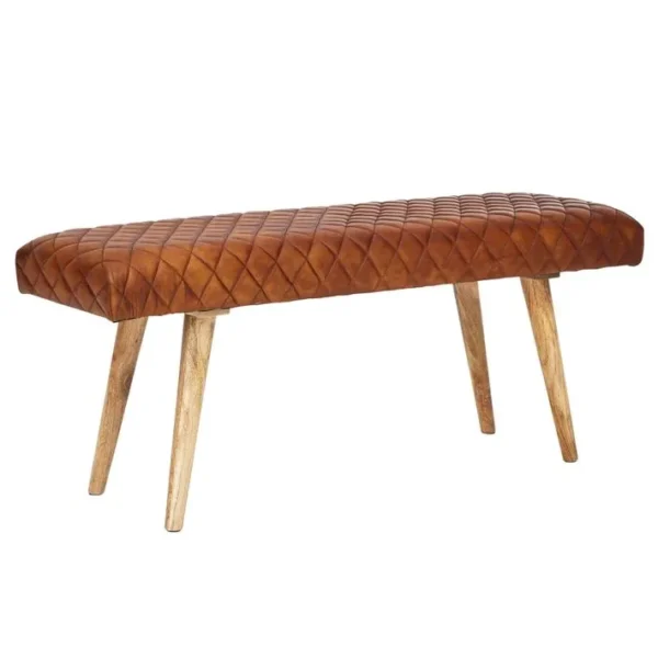 Banc En Cuir Véritable 115 Cm Springbok Banc En Cuir Banc De Couloir Banc En Bois Massif