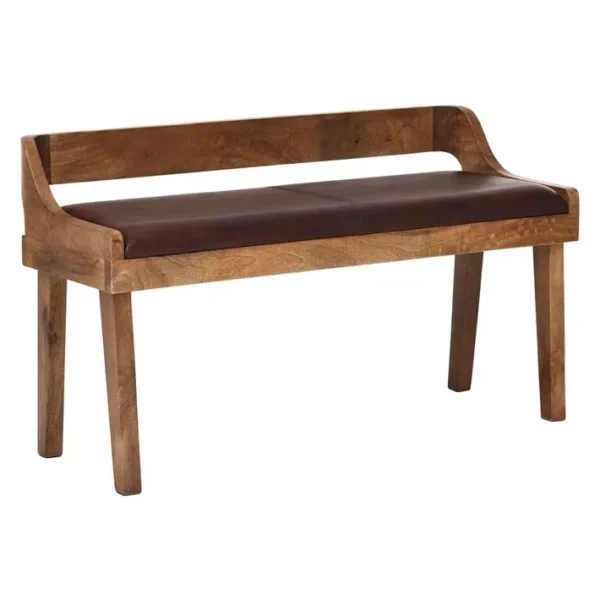 Banc En Cuir Véritable 108 Cm Banc En Cuir Banc De Salle Dossier Banc En Bois Massif