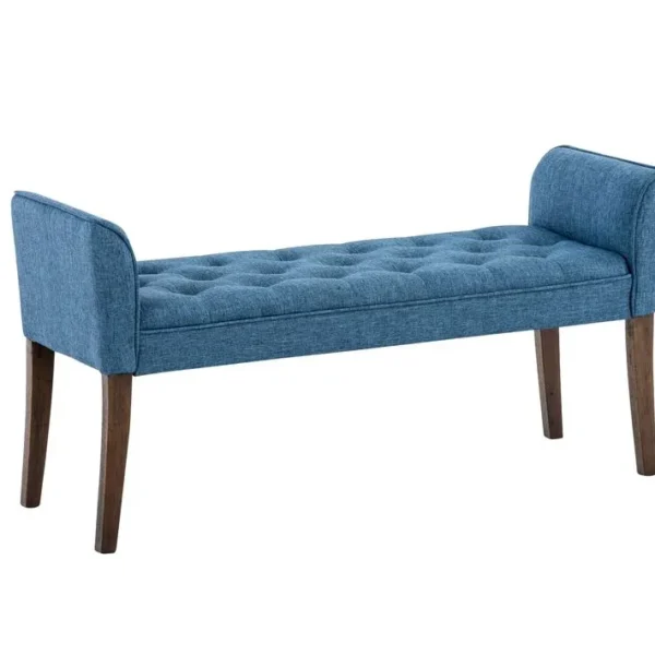 Banquette Style Chersterfield Cleopatra En Tissu Bleu/antique Foncé