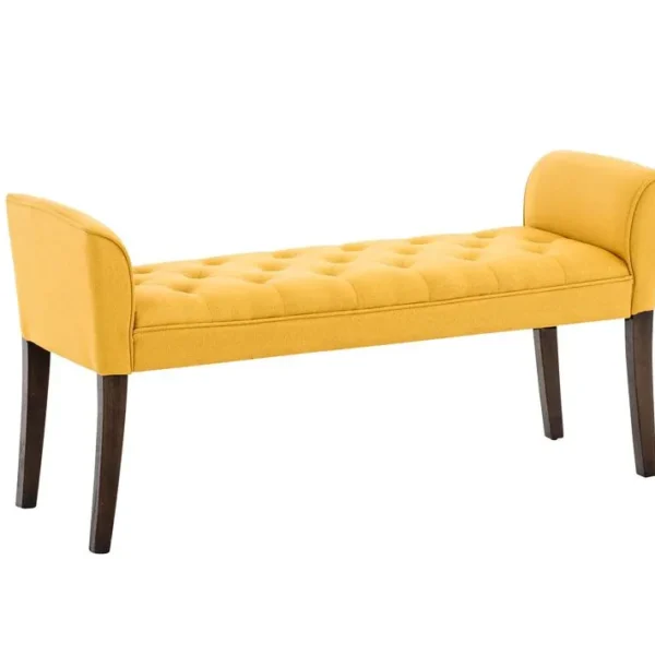 Banquette Style Chersterfield Cleopatra En Tissu Jaune/antique Foncé