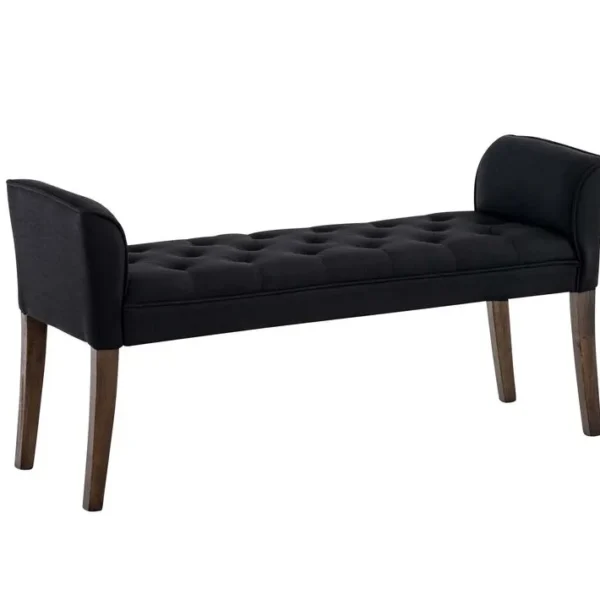 Banquette Style Chersterfield Cleopatra En Tissu Noir /antique Foncé