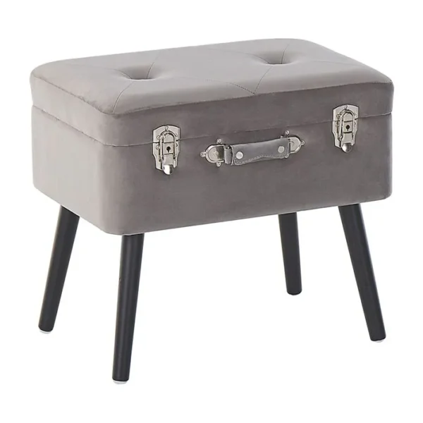 Tabouret Avec Coffre En Velours Gris Mallard