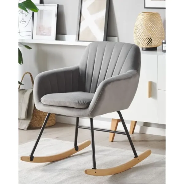 Fauteuil à Bascule Velours Gris Liarum