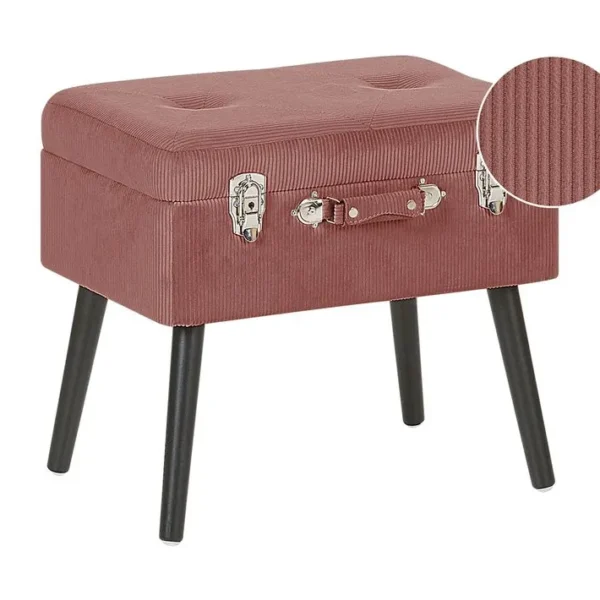 Tabouret Avec Coffre En Velours Côtelé Rose Mallard