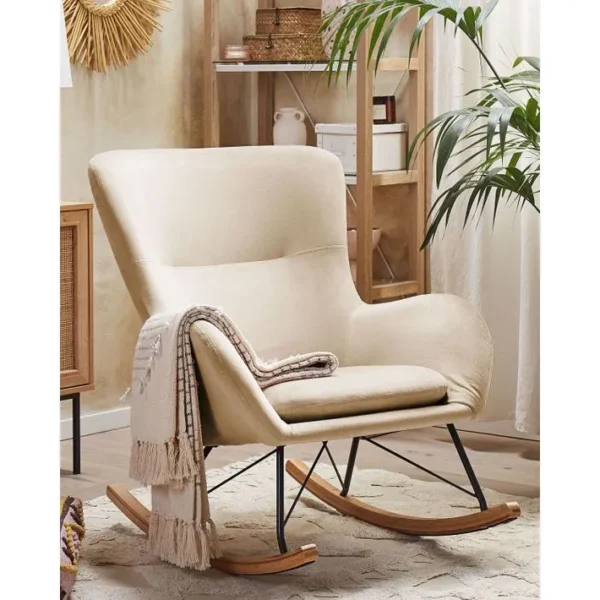 Fauteuil à Bascule Velours Beige Ellan