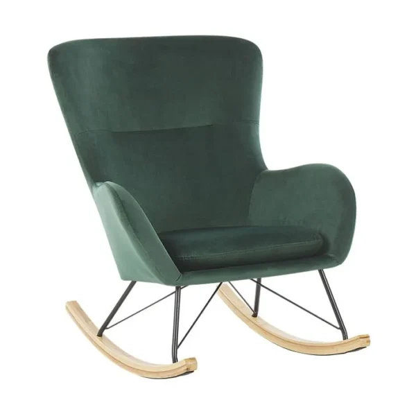 Fauteuil à Bascule Velours Vert Foncé Ellan