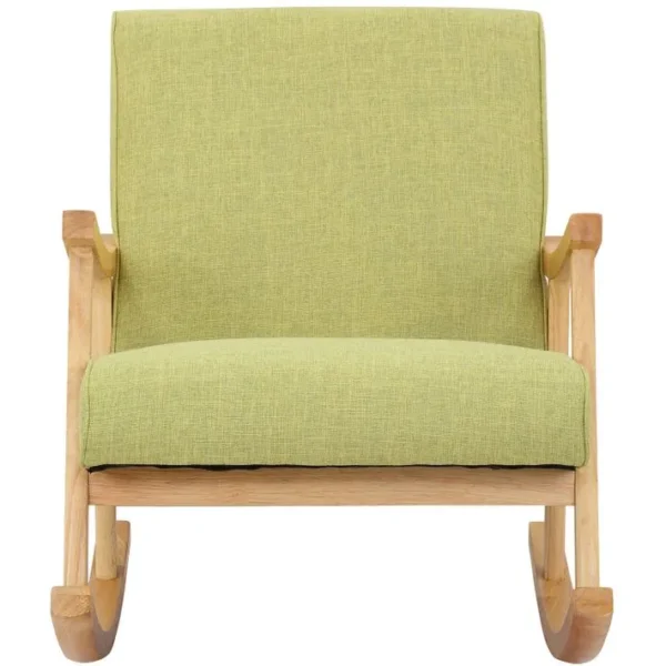 Chaise A Bascule Morelia En Tissu Avec Pieds Nature Vert Clair