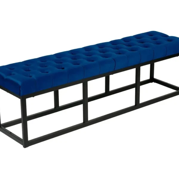 Banquette Polson En Velours Avec Support En Métal Noir Bleu/150 Cm