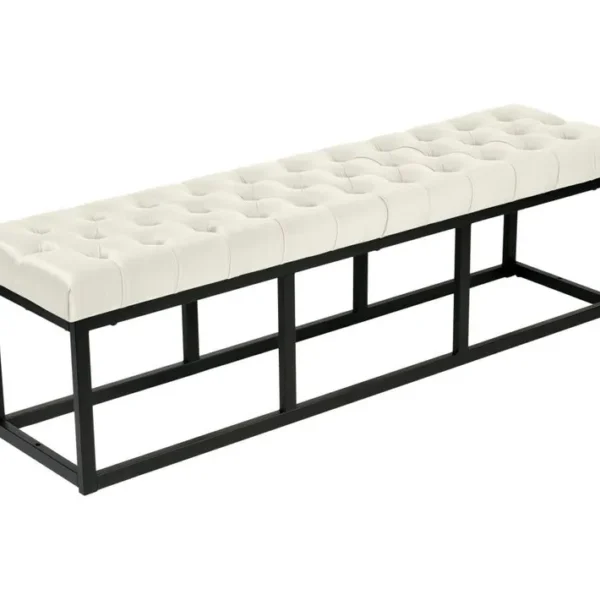 Banquette Polson En Velours Avec Support En Métal Noir Crème/150 Cm