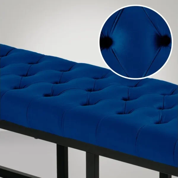 Banquette Polson En Velours Avec Support En Métal Noir Bleu/120 Cm