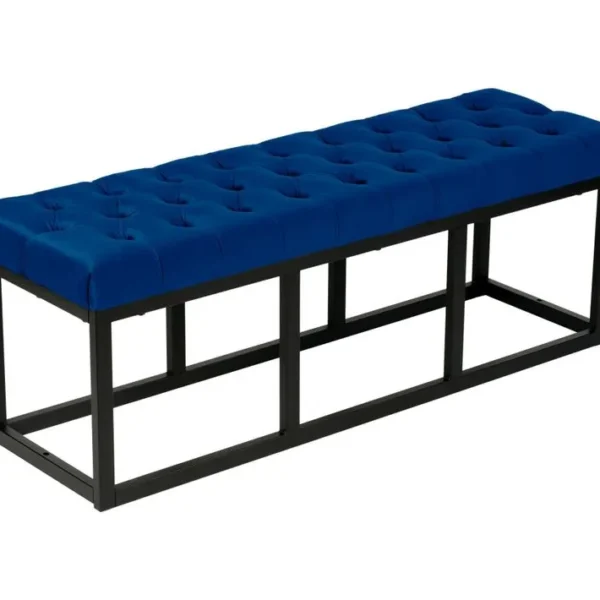 Banquette Polson En Velours Avec Support En Métal Noir Bleu/120 Cm