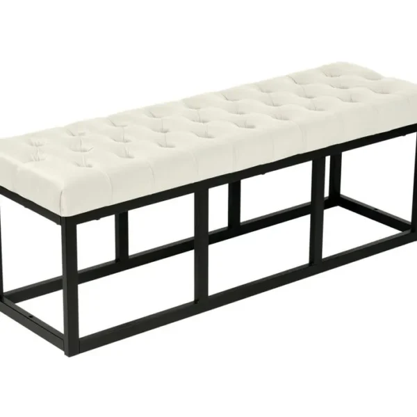 Banquette Polson En Velours Avec Support En Métal Noir Crème/120 Cm