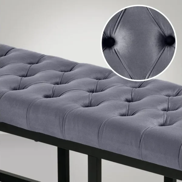 Banquette Polson En Velours Avec Support En Métal Noir Gris/120 Cm