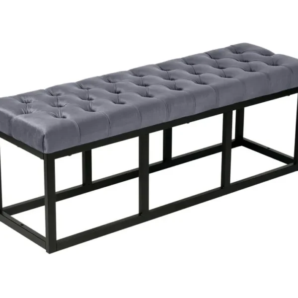 Banquette Polson En Velours Avec Support En Métal Noir Gris/120 Cm