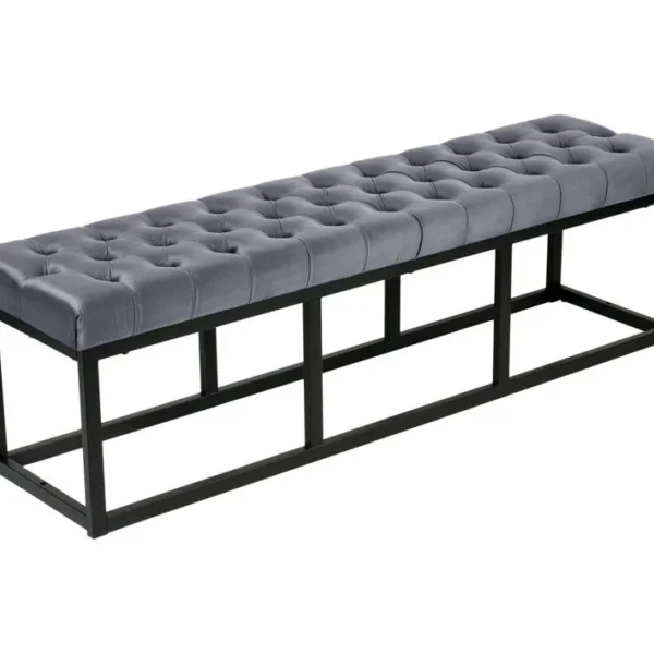 Banquette Polson En Velours Avec Support En Métal Noir Gris/150 Cm