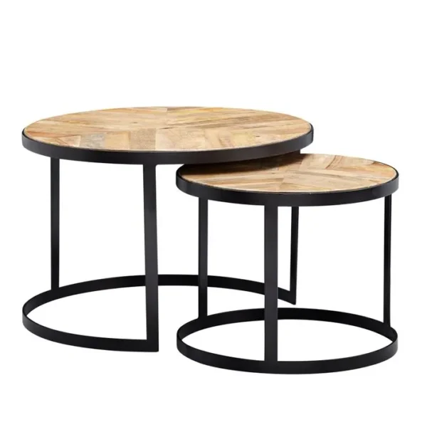 Tables Gigogne Bois Massif Ronde Table Dappoint Lot De 2 Table Basse