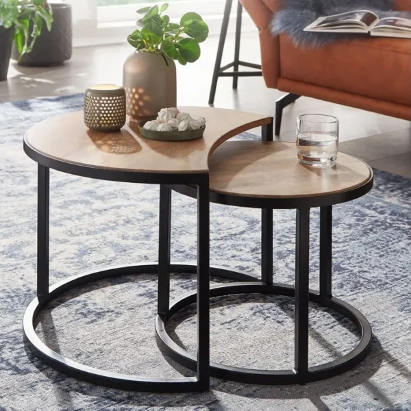 Tables Gigogne Bois Massif Ronde Table Dappoint Lot De 2 Table Basse