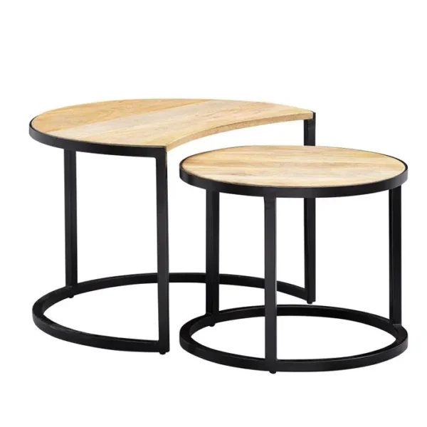 Tables Gigogne Bois Massif Ronde Table Dappoint Lot De 2 Table Basse