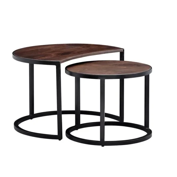 Tables Gigogne Bois Massif Ronde Table Dappoint Lot De 2 Table Basse