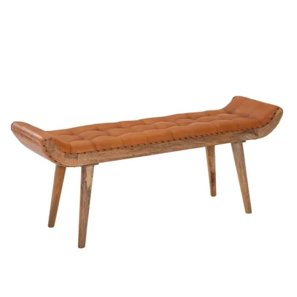 Banc Dentrée Chesterfield Banc Rembourré En Cuir Véritable Banc 125x50x38 Cm