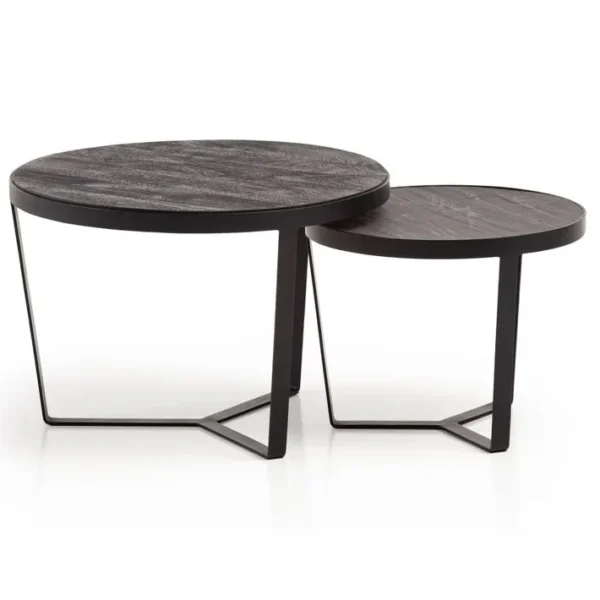 Tables Gigognes Bois Massif Table Dappoint Basse Moderne Lot De 2 Ronde