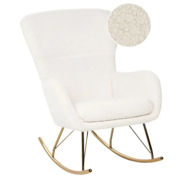 Fauteuil à Bascule Bouclé Blanc Anaset