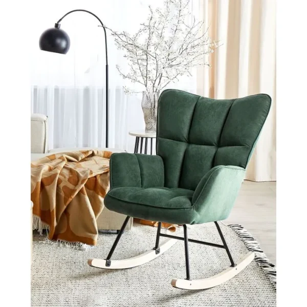 Fauteuil à Bascule Vert Émeraude Oulu