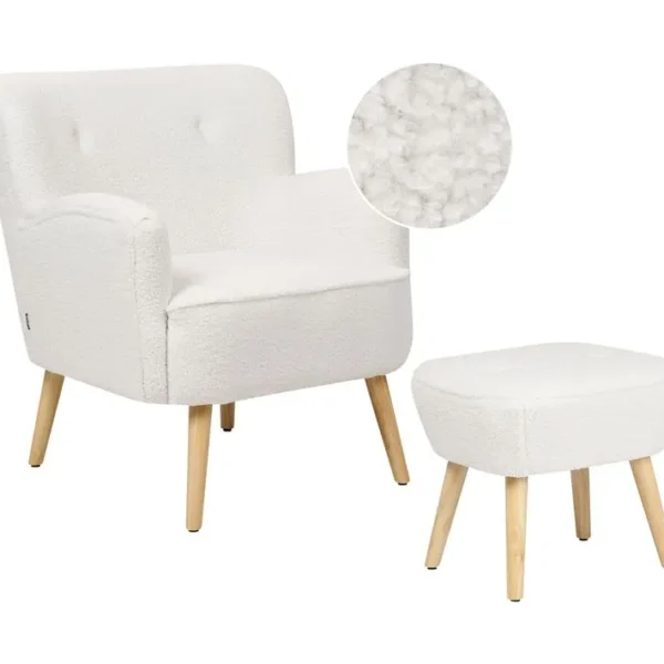 Bouclé Fauteuil Blanc Tumba