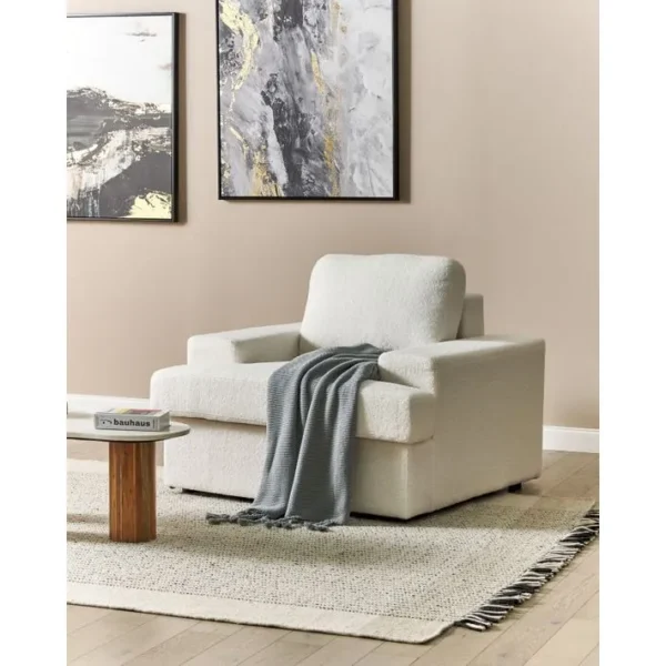 Bouclé Fauteuil Blanc Cassé Alla