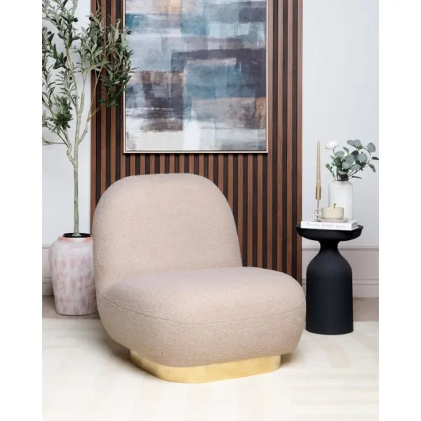 Bouclé Fauteuil Beige Loviisa