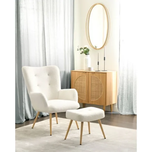 Bouclé Fauteuil Blanc Cassé Vejle