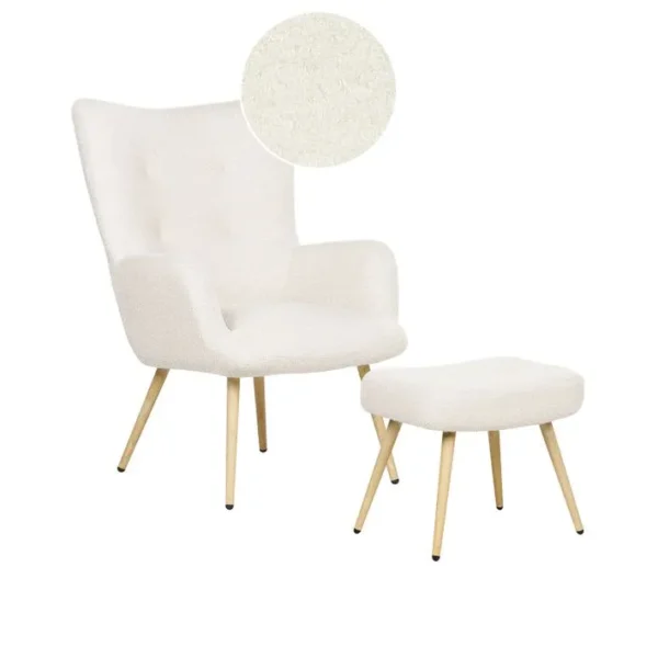 Bouclé Fauteuil Blanc Cassé Vejle