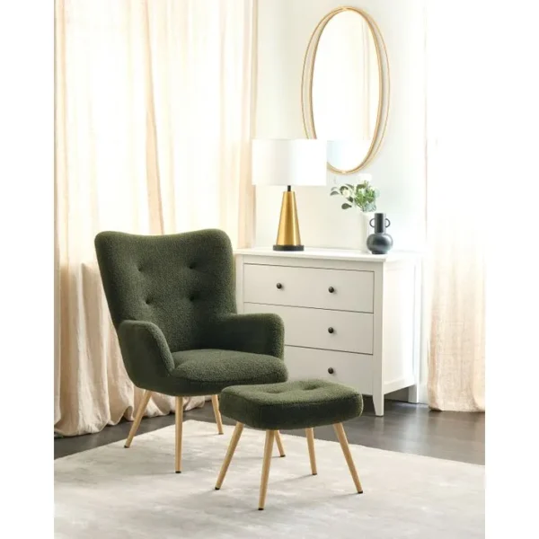 Bouclé Fauteuil Vert Foncé Vejle