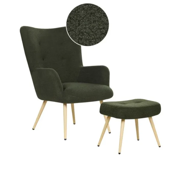 Bouclé Fauteuil Vert Foncé Vejle