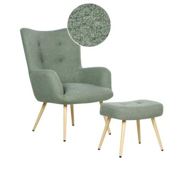 Bouclé Fauteuil Vert Clair Vejle