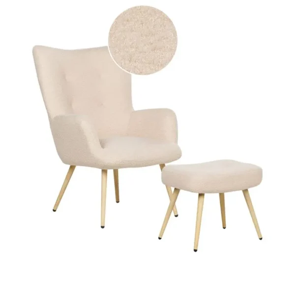 Bouclé Fauteuil Beige Vejle