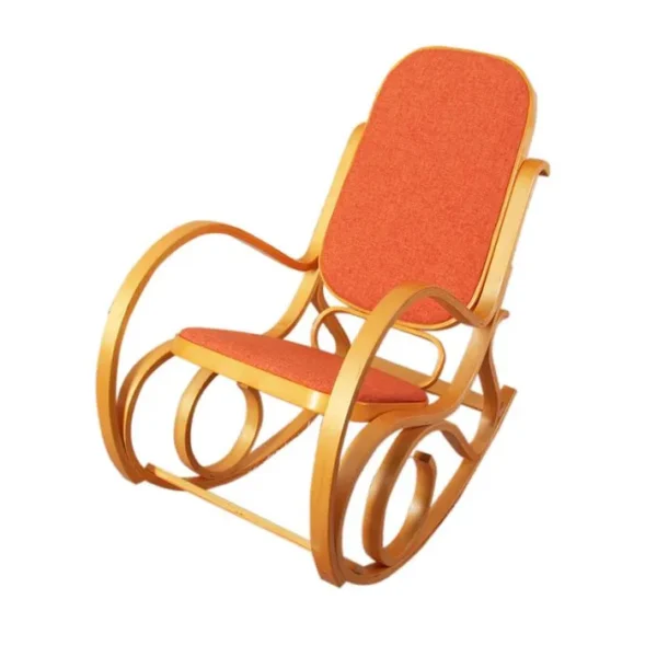 Rocking-chair, Fauteuil ? Bascule M41 ~ Imitation Chêne, Tissu Orange