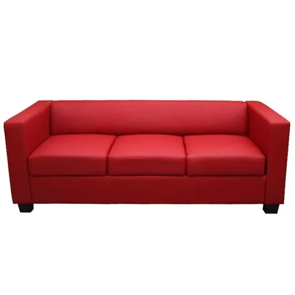 Canapé / Sofa Lille, 3 Places, 191x75x70cm ~ Simili-cuir, Rouge